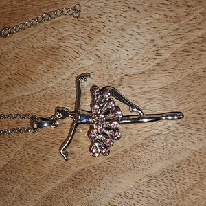 Elegant Pink Ballerina Pendant Necklace